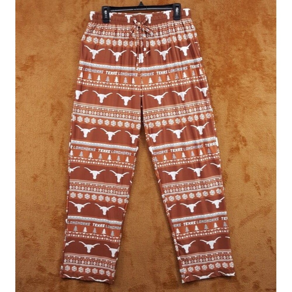 TEXAS LONGHORNS Pajama Pants Womens Medium Brown Orange Pull On Sleep Lounge